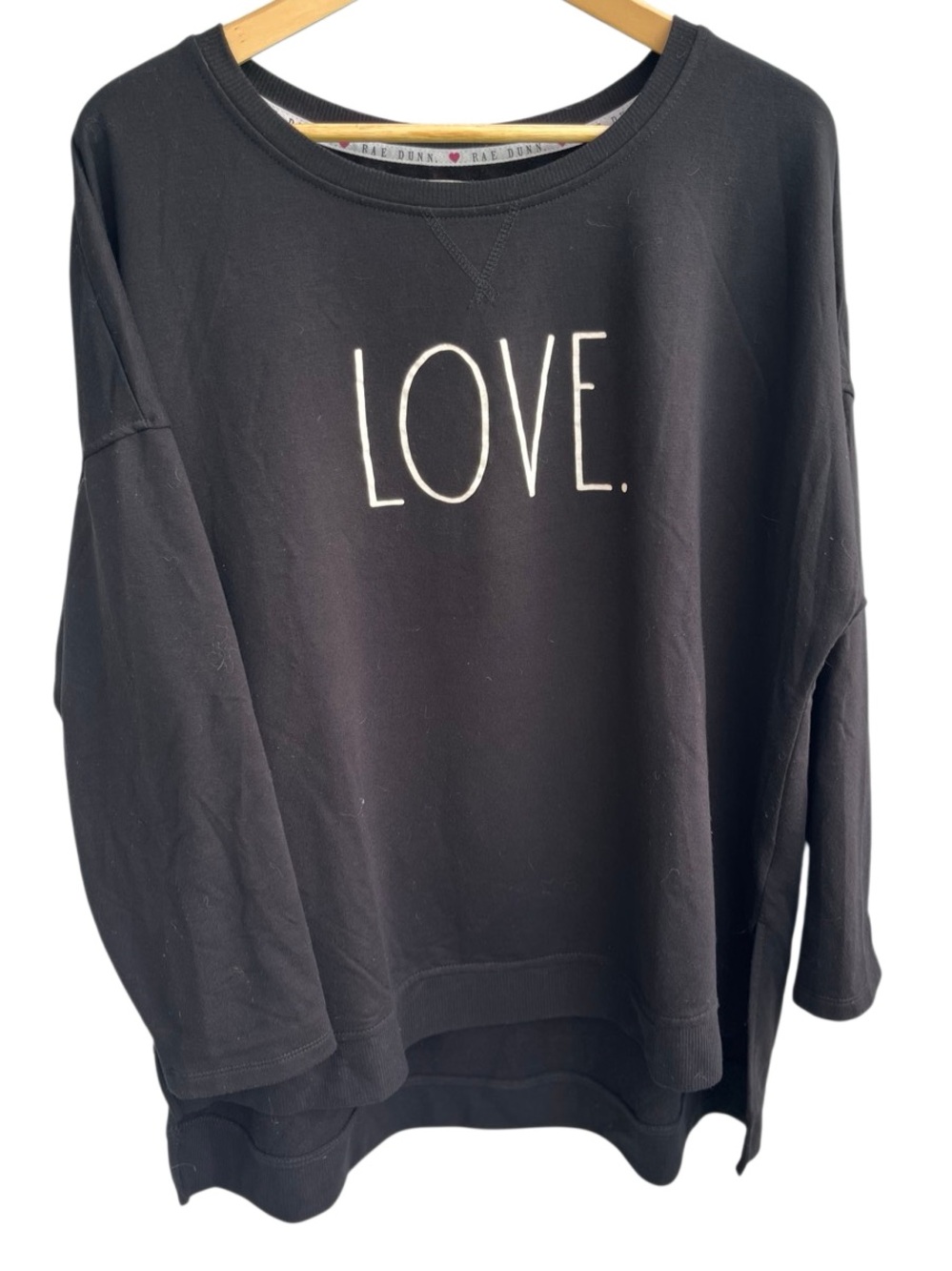Rae Dunn LOVE Black Oversized Sweatshirt Tunic Women’s XL